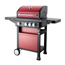 Red Gas Grill with side burner